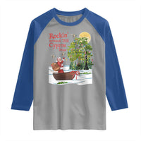 Funny Christmas Cajun Louisiana Raglan Shirt Rockin' Around The Cypress Trees Santa Alligator - Wonder Print Shop