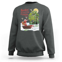 Funny Christmas Cajun Louisiana Sweatshirt Rockin' Around The Cypress Trees Santa Alligator - Wonder Print Shop