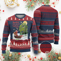 Funny Xmas Cajun Louisiana Ugly Christmas Sweater Rockin' Around The Cypress Trees Santa Alligator - Wonder Print Shop