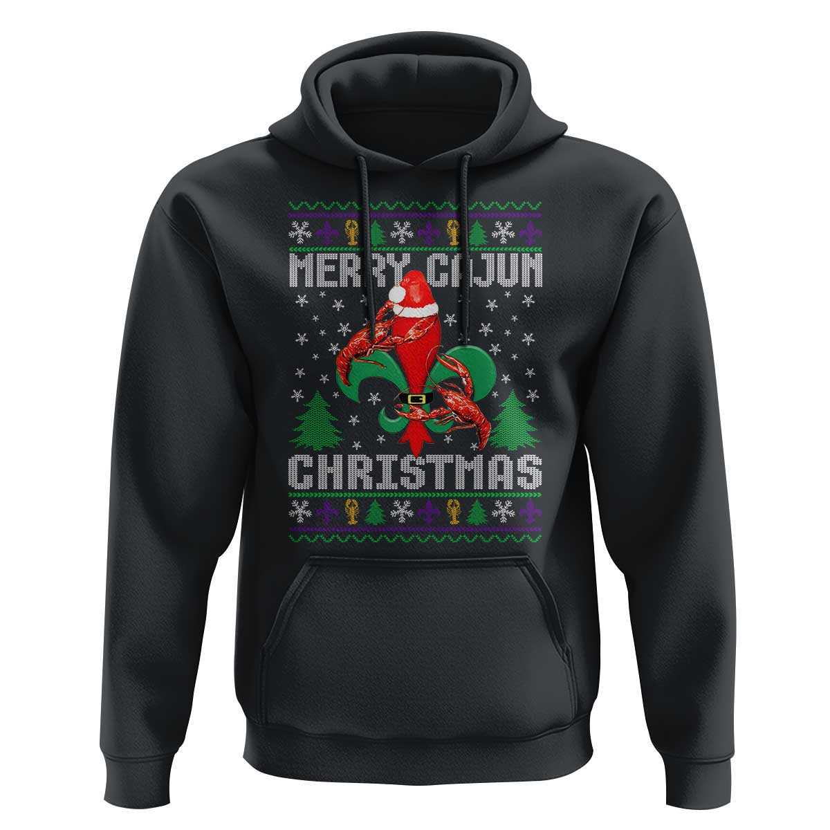 Merry Cajun Louisiana Christmas Santa Saint Symbol Crawfish Hoodie