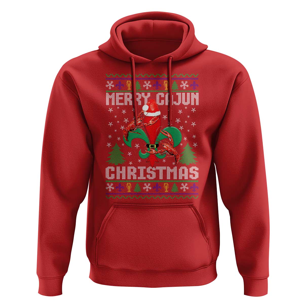 Merry Cajun Louisiana Christmas Santa Saint Symbol Crawfish Hoodie