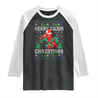 Merry Cajun Louisiana Christmas Santa Saint Symbol Crawfish Raglan Shirt - Wonder Print Shop