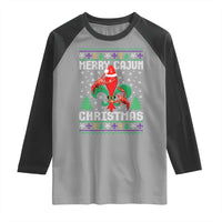 Merry Cajun Louisiana Christmas Santa Saint Symbol Crawfish Raglan Shirt - Wonder Print Shop
