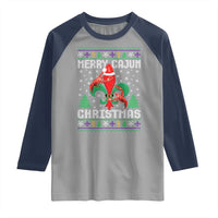 Merry Cajun Louisiana Christmas Santa Saint Symbol Crawfish Raglan Shirt - Wonder Print Shop