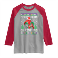 Merry Cajun Louisiana Christmas Santa Saint Symbol Crawfish Raglan Shirt - Wonder Print Shop