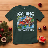 Funny Christmas Cajun Louisiana T Shirt Dashing Through The Sneaux Santa Alligator - Wonder Print Shop