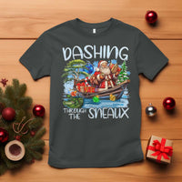 Funny Christmas Cajun Louisiana T Shirt Dashing Through The Sneaux Santa Alligator - Wonder Print Shop