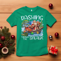 Funny Christmas Cajun Louisiana T Shirt Dashing Through The Sneaux Santa Alligator - Wonder Print Shop