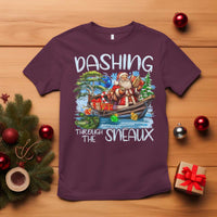 Funny Christmas Cajun Louisiana T Shirt Dashing Through The Sneaux Santa Alligator - Wonder Print Shop