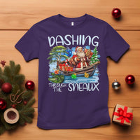 Funny Christmas Cajun Louisiana T Shirt Dashing Through The Sneaux Santa Alligator - Wonder Print Shop