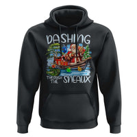 Funny Christmas Cajun Louisiana Hoodie Dashing Through The Sneaux Santa Alligator