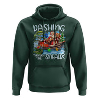 Funny Christmas Cajun Louisiana Hoodie Dashing Through The Sneaux Santa Alligator