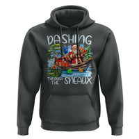 Funny Christmas Cajun Louisiana Hoodie Dashing Through The Sneaux Santa Alligator