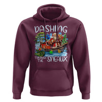 Funny Christmas Cajun Louisiana Hoodie Dashing Through The Sneaux Santa Alligator