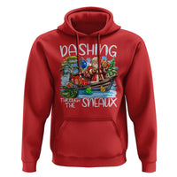Funny Christmas Cajun Louisiana Hoodie Dashing Through The Sneaux Santa Alligator