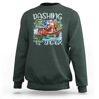 Funny Christmas Cajun Louisiana Sweatshirt Dashing Through The Sneaux Santa Alligator - Wonder Print Shop