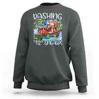 Funny Christmas Cajun Louisiana Sweatshirt Dashing Through The Sneaux Santa Alligator - Wonder Print Shop