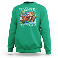 Funny Christmas Cajun Louisiana Sweatshirt Dashing Through The Sneaux Santa Alligator - Wonder Print Shop
