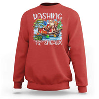 Funny Christmas Cajun Louisiana Sweatshirt Dashing Through The Sneaux Santa Alligator - Wonder Print Shop