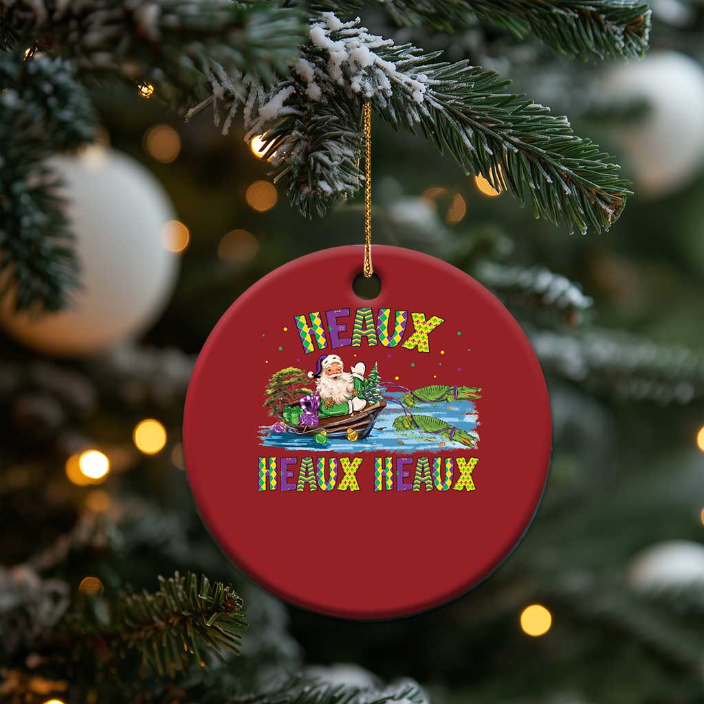 Funny Xmas Cajun Louisiana Christmas Ornament Heaux Heaux Heaux Santa Alligator - Wonder Print Shop
