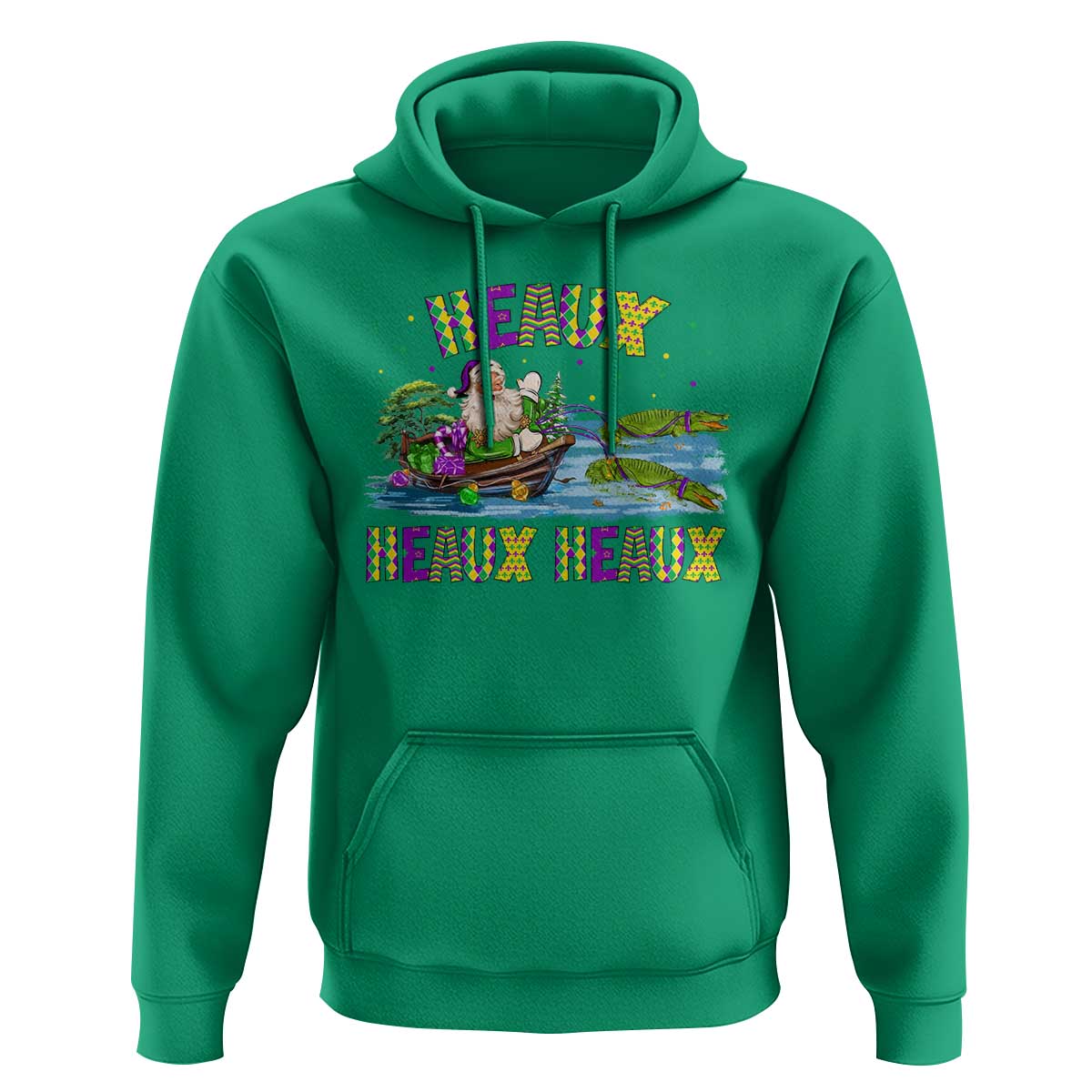Funny Christmas Cajun Louisiana Hoodie Heaux Heaux Heaux Santa Alligator