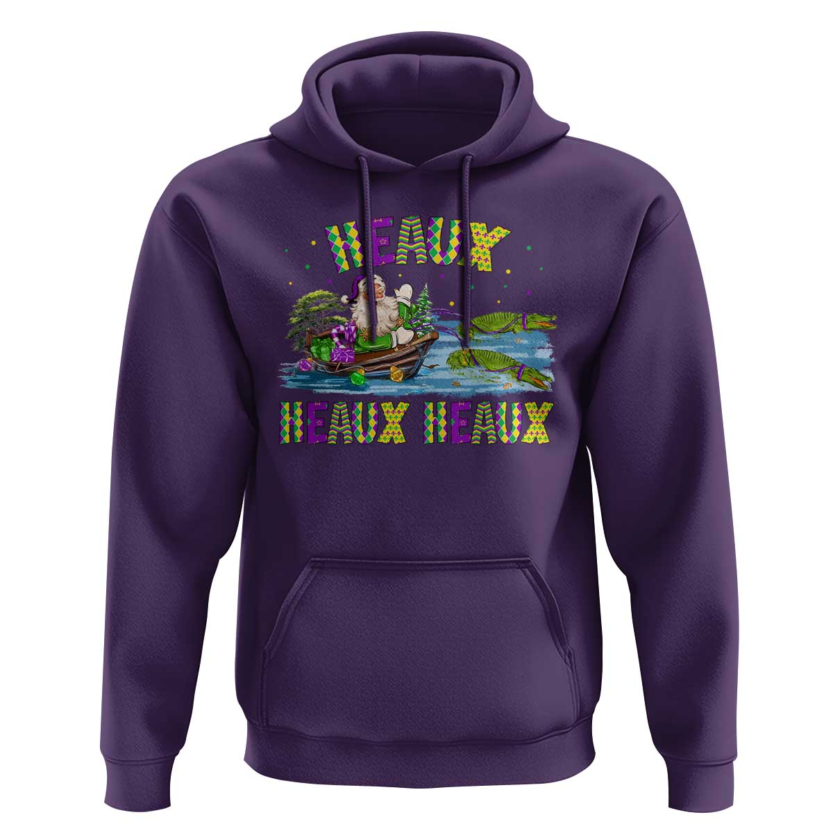Funny Christmas Cajun Louisiana Hoodie Heaux Heaux Heaux Santa Alligator