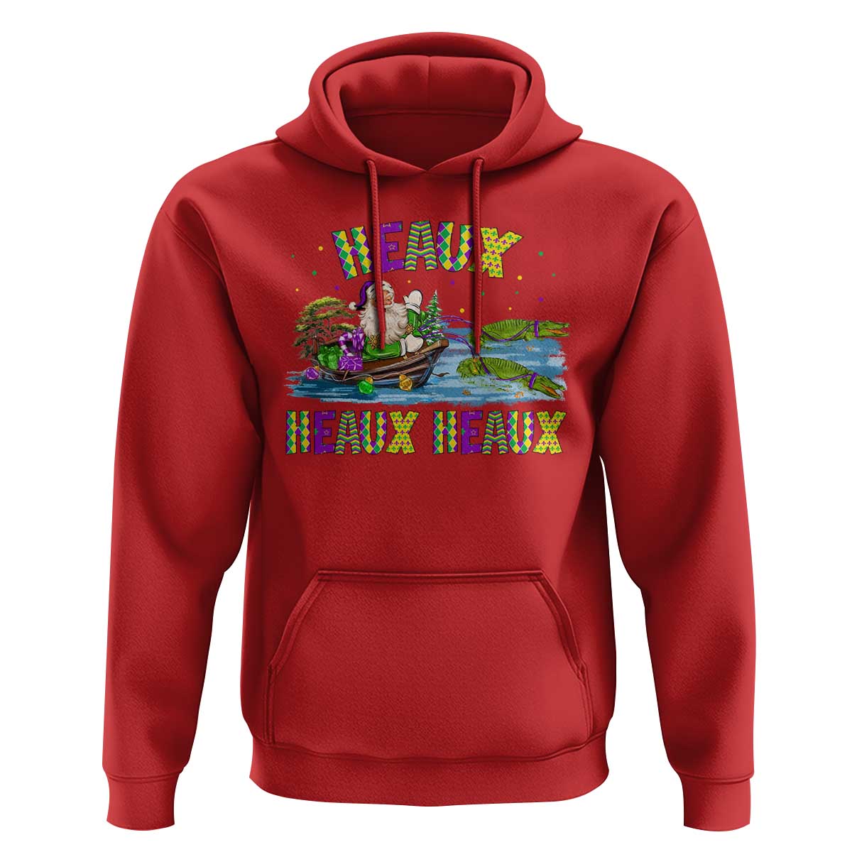 Funny Christmas Cajun Louisiana Hoodie Heaux Heaux Heaux Santa Alligator