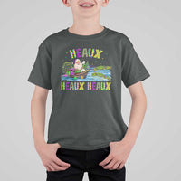 Funny Christmas Cajun Louisiana T Shirt For Kid Heaux Heaux Heaux Santa Alligator - Wonder Print Shop