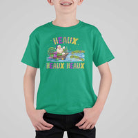 Funny Christmas Cajun Louisiana T Shirt For Kid Heaux Heaux Heaux Santa Alligator - Wonder Print Shop