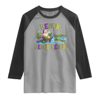 Funny Christmas Cajun Louisiana Raglan Shirt Heaux Heaux Heaux Santa Alligator - Wonder Print Shop