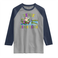 Funny Christmas Cajun Louisiana Raglan Shirt Heaux Heaux Heaux Santa Alligator - Wonder Print Shop