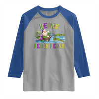 Funny Christmas Cajun Louisiana Raglan Shirt Heaux Heaux Heaux Santa Alligator - Wonder Print Shop