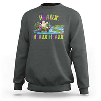 Funny Christmas Cajun Louisiana Sweatshirt Heaux Heaux Heaux Santa Alligator - Wonder Print Shop