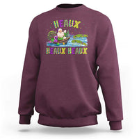 Funny Christmas Cajun Louisiana Sweatshirt Heaux Heaux Heaux Santa Alligator - Wonder Print Shop