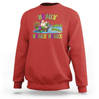 Funny Christmas Cajun Louisiana Sweatshirt Heaux Heaux Heaux Santa Alligator - Wonder Print Shop