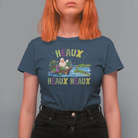 Funny Christmas Cajun Louisiana T Shirt For Women Heaux Heaux Heaux Santa Alligator - Wonder Print Shop