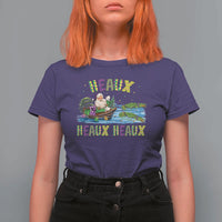 Funny Christmas Cajun Louisiana T Shirt For Women Heaux Heaux Heaux Santa Alligator - Wonder Print Shop
