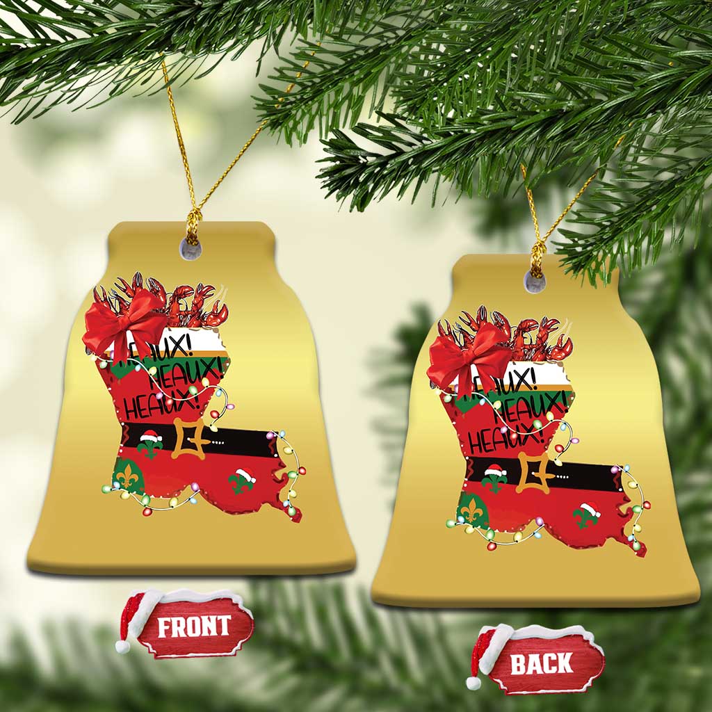 Funny Xmas Cajun Christmas Ornament Triple Heaux Santa Louisiana Map Crawfish - Wonder Print Shop