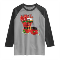 Funny Christmas Cajun Raglan Shirt Triple Heaux Santa Louisiana Map Crawfish - Wonder Print Shop