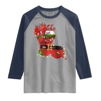 Funny Christmas Cajun Raglan Shirt Triple Heaux Santa Louisiana Map Crawfish - Wonder Print Shop