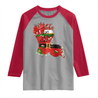 Funny Christmas Cajun Raglan Shirt Triple Heaux Santa Louisiana Map Crawfish - Wonder Print Shop