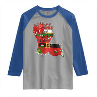 Funny Christmas Cajun Raglan Shirt Triple Heaux Santa Louisiana Map Crawfish - Wonder Print Shop