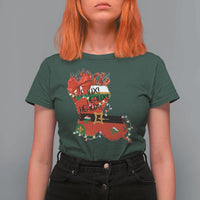 Funny Christmas Cajun T Shirt For Women Triple Heaux Santa Louisiana Map Crawfish - Wonder Print Shop