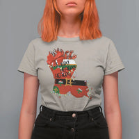Funny Christmas Cajun T Shirt For Women Triple Heaux Santa Louisiana Map Crawfish - Wonder Print Shop