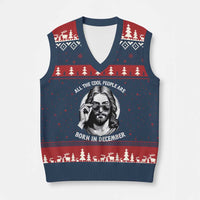 All The Cool People Are Born In December V-Neck Knit Sweater Vest Funny Xmas December Birthday Jesus - Wonder Print Shop