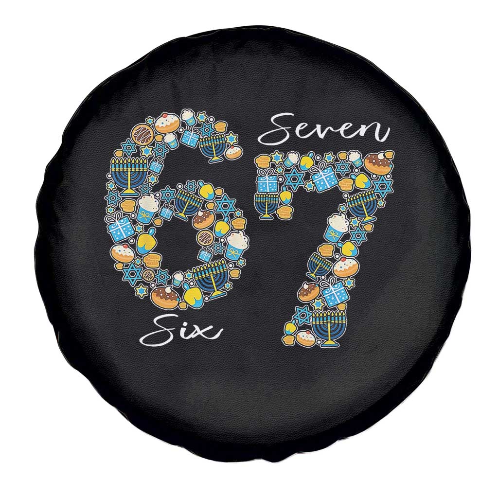 Funny Hanukkah 67 Spare Tire Cover Six Seven Meme Chanukah Dreidel Gelt Star Of David - Wonder Print Shop