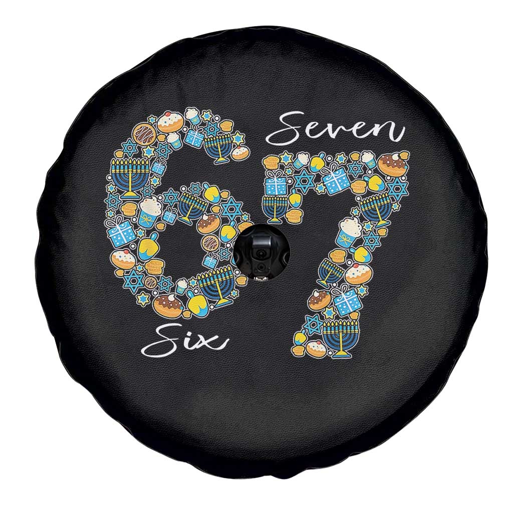 Funny Hanukkah 67 Spare Tire Cover Six Seven Meme Chanukah Dreidel Gelt Star Of David - Wonder Print Shop