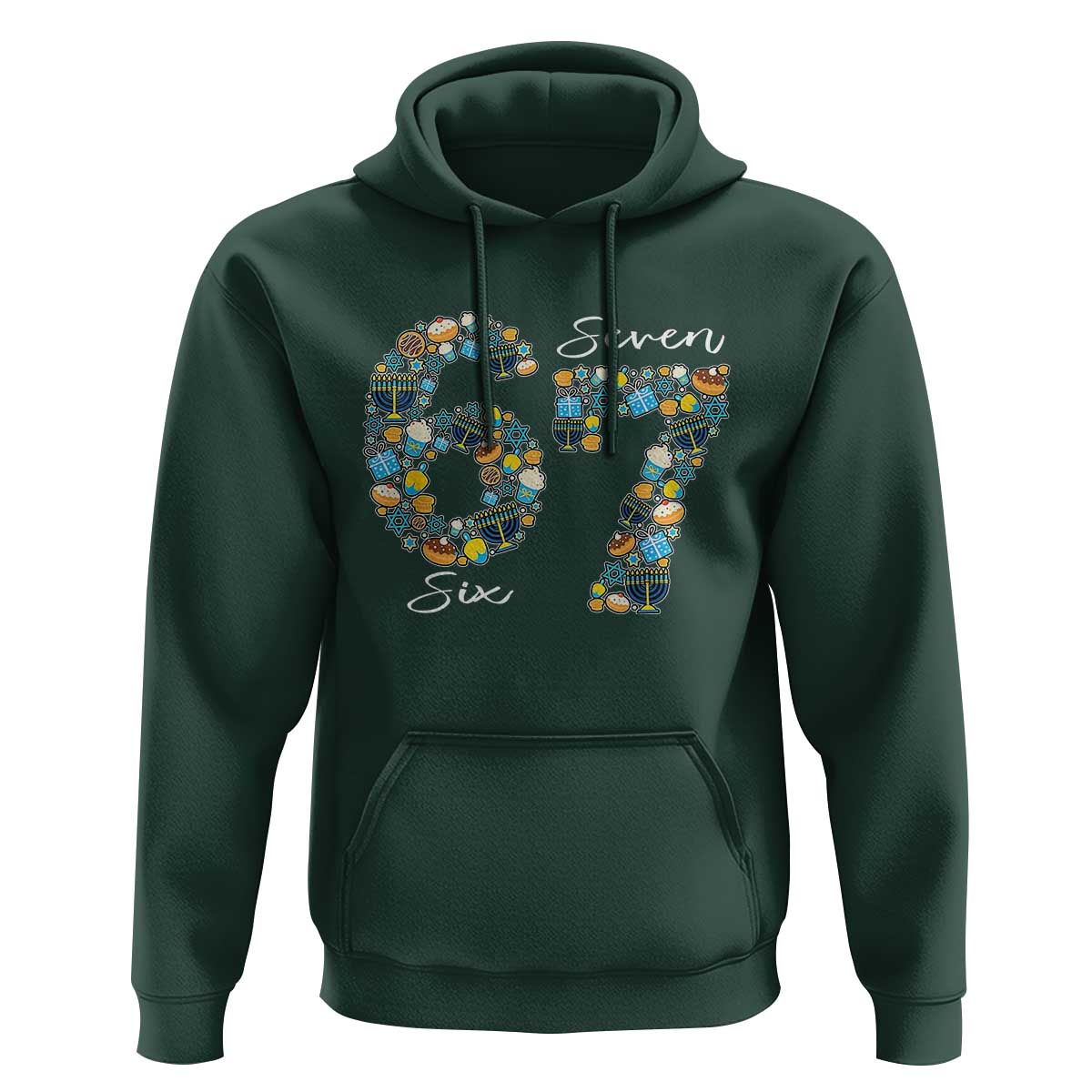 Funny Hanukkah 67 Hoodie Six Seven Meme Chanukah Dreidel Gelt Star Of David - Wonder Print Shop