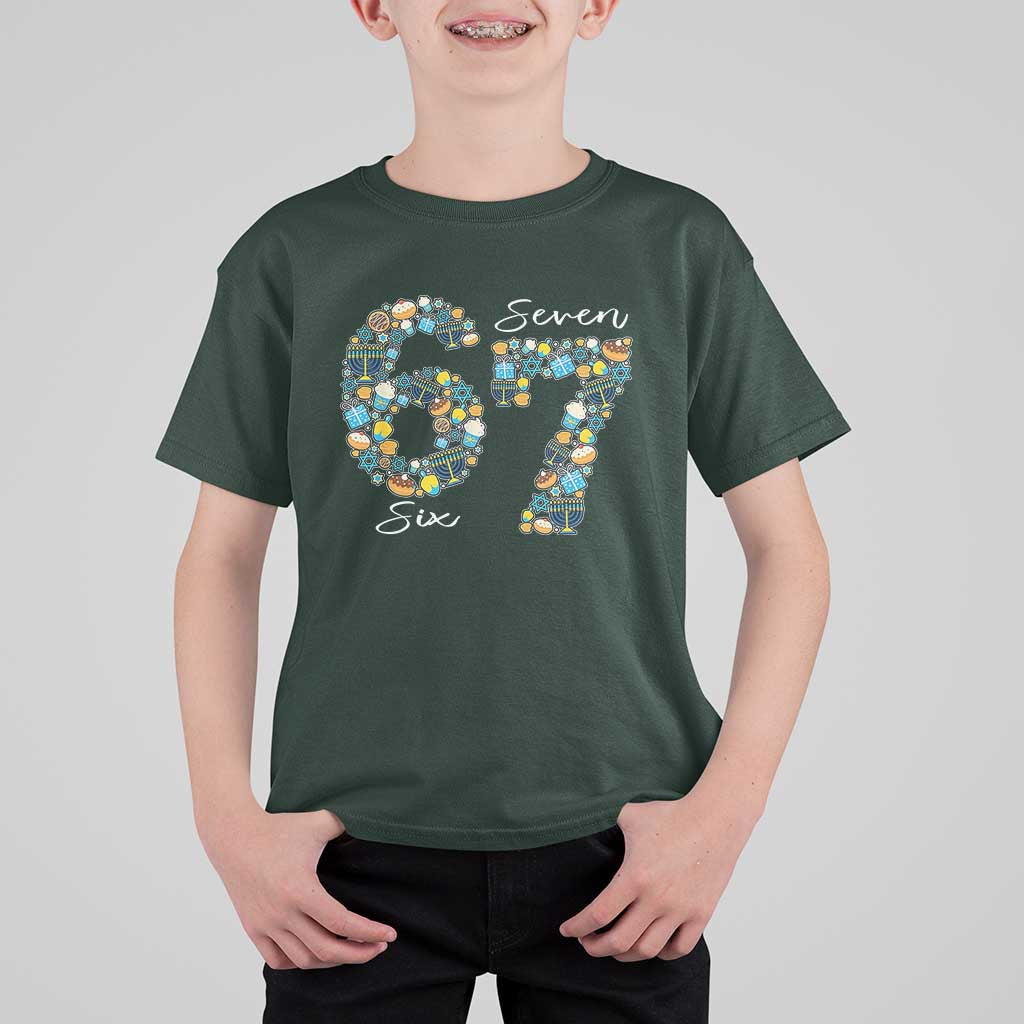 Funny Hanukkah 67 T Shirt For Kid Six Seven Meme Chanukah Dreidel Gelt Star Of David - Wonder Print Shop