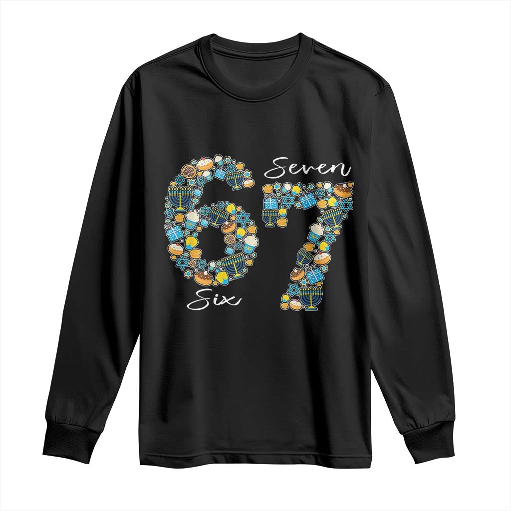 Funny Hanukkah 67 Long Sleeve Shirt Six Seven Meme Chanukah Dreidel Gelt Star Of David - Wonder Print Shop